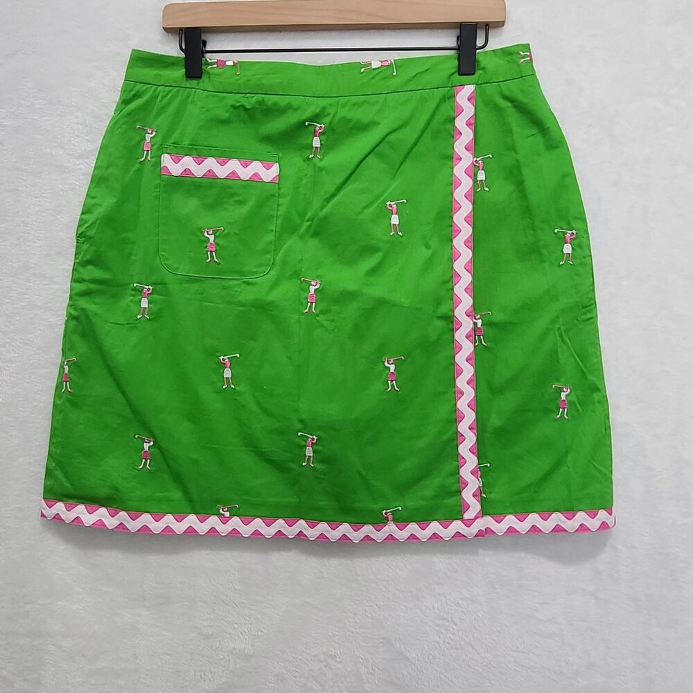 NWT Lilly Pulitzer Jamie Golf Skort Green Embroidered Golfer RicRac Trim Size 12